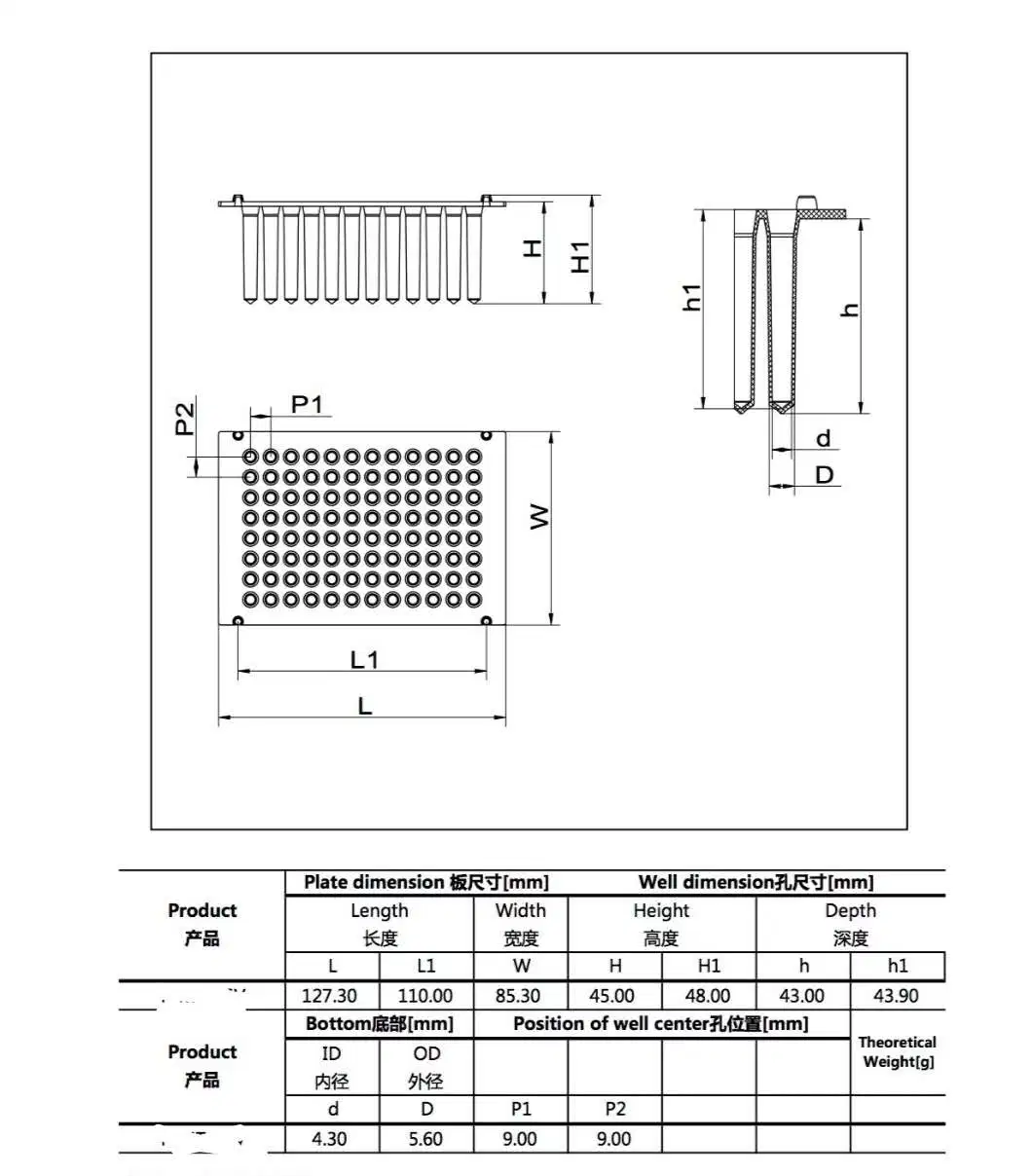 Laboratory CE Certified 2.2ml 96 Deep Well Plate and Tip Comb